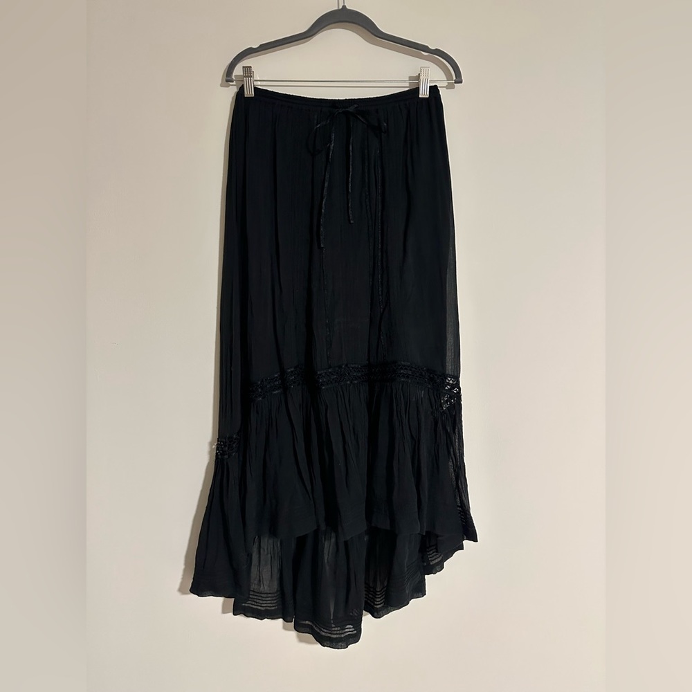 Free People Black High Low Skirt